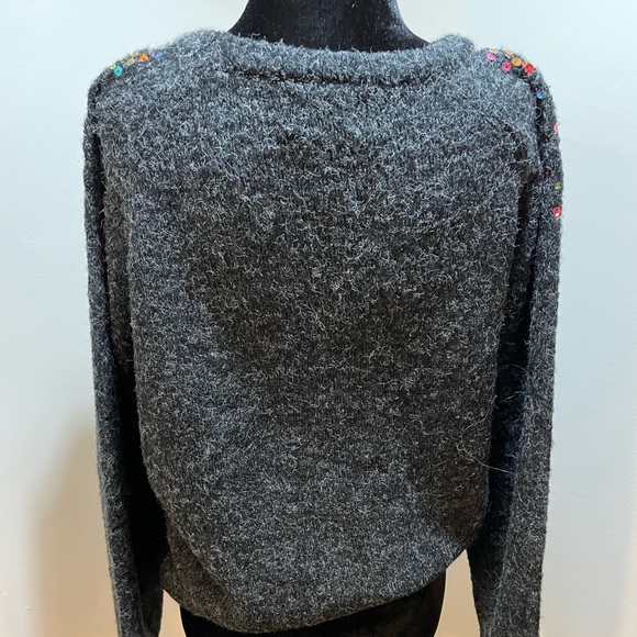 Fuzzy sequinned grey sweater - Picture 4 of 5